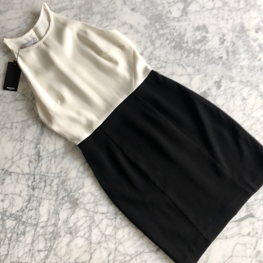 Mango Black and White Sleeveless Dress